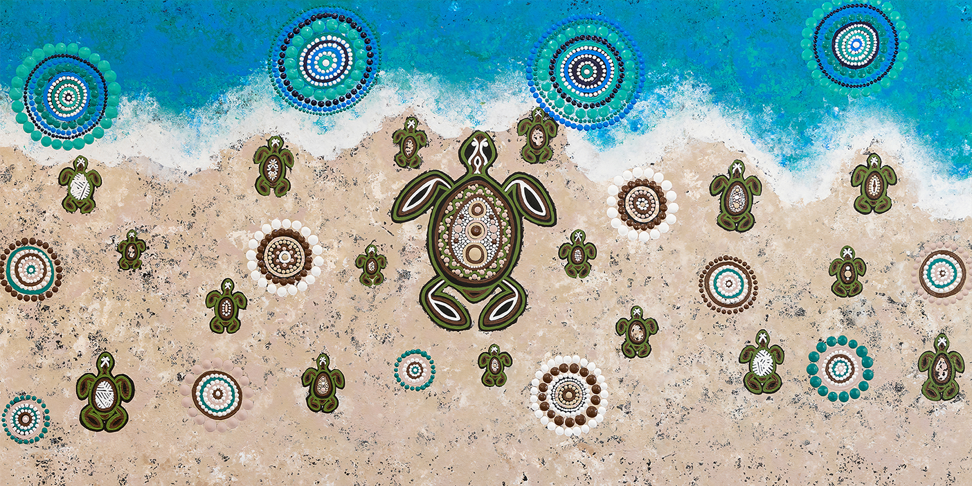 wall-art-print-canvas-poster-framed-Mother Turtle With Her Babies On Lifes Journey Together , By Emma Rigney-1