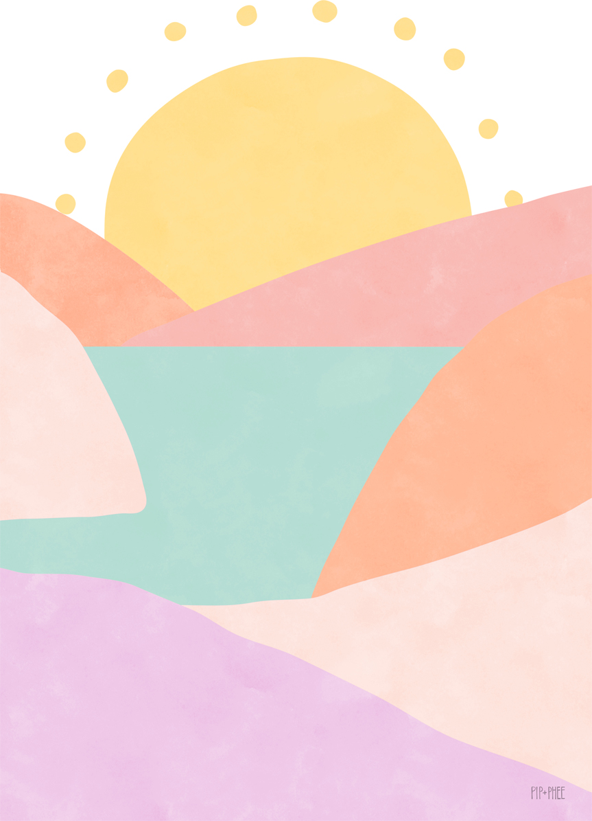 wall-art-print-canvas-poster-framed-Mountain Sunset Pastel , By Pip and Phee-1