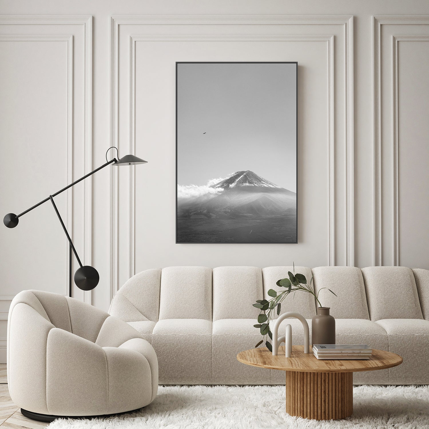 wall-art-print-canvas-poster-framed-Mt Fuji with an Eagle in Black and White, Soar , By Andrew Paranavitana-8