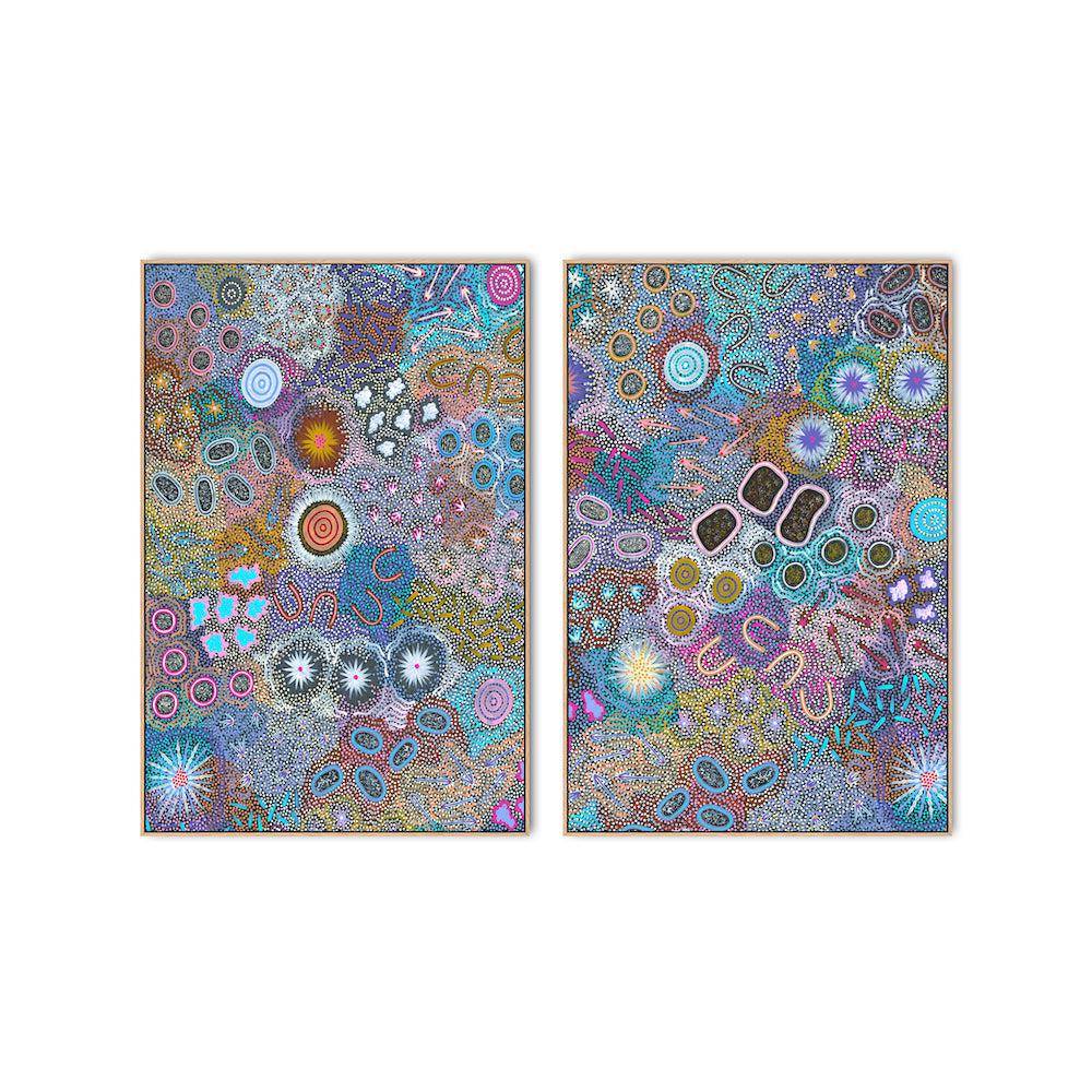 My Grandmother’s Country Set Of 2 By Michelle Possum Nungurrayi Aboriginal Painting Print