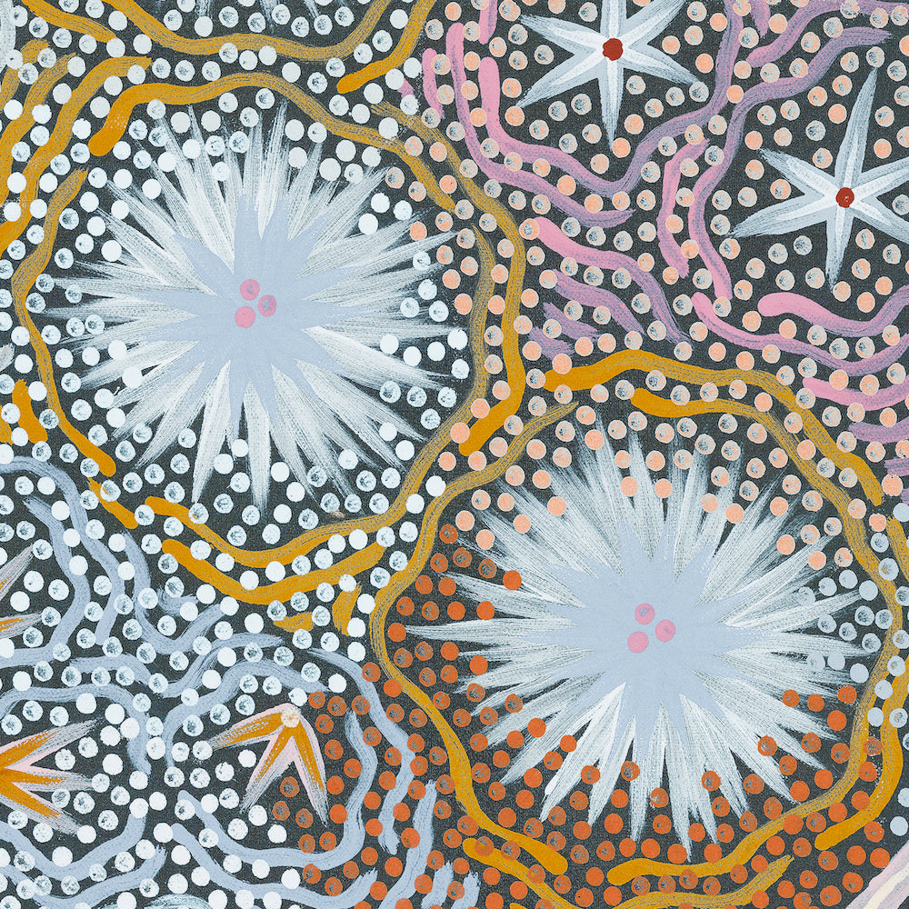 My Great Grandmothers Land Style D Blue Tone By Azeza Possum Aboriginal Painting Print