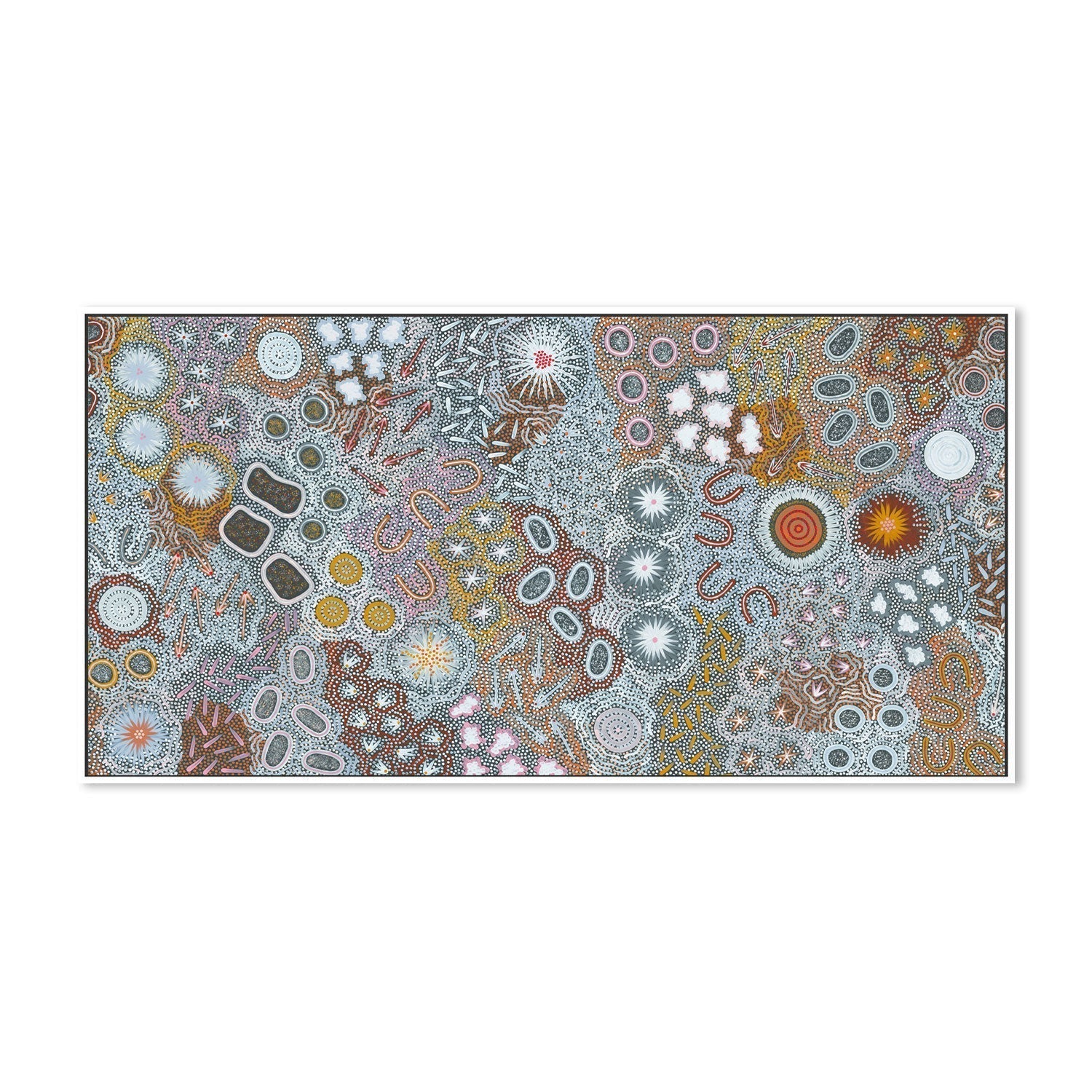 wall-art-print-canvas-poster-framed-My Great Great Grandmothers Land, Style D, Blue Tone-by-Azeza Possum-Gioia Wall Art