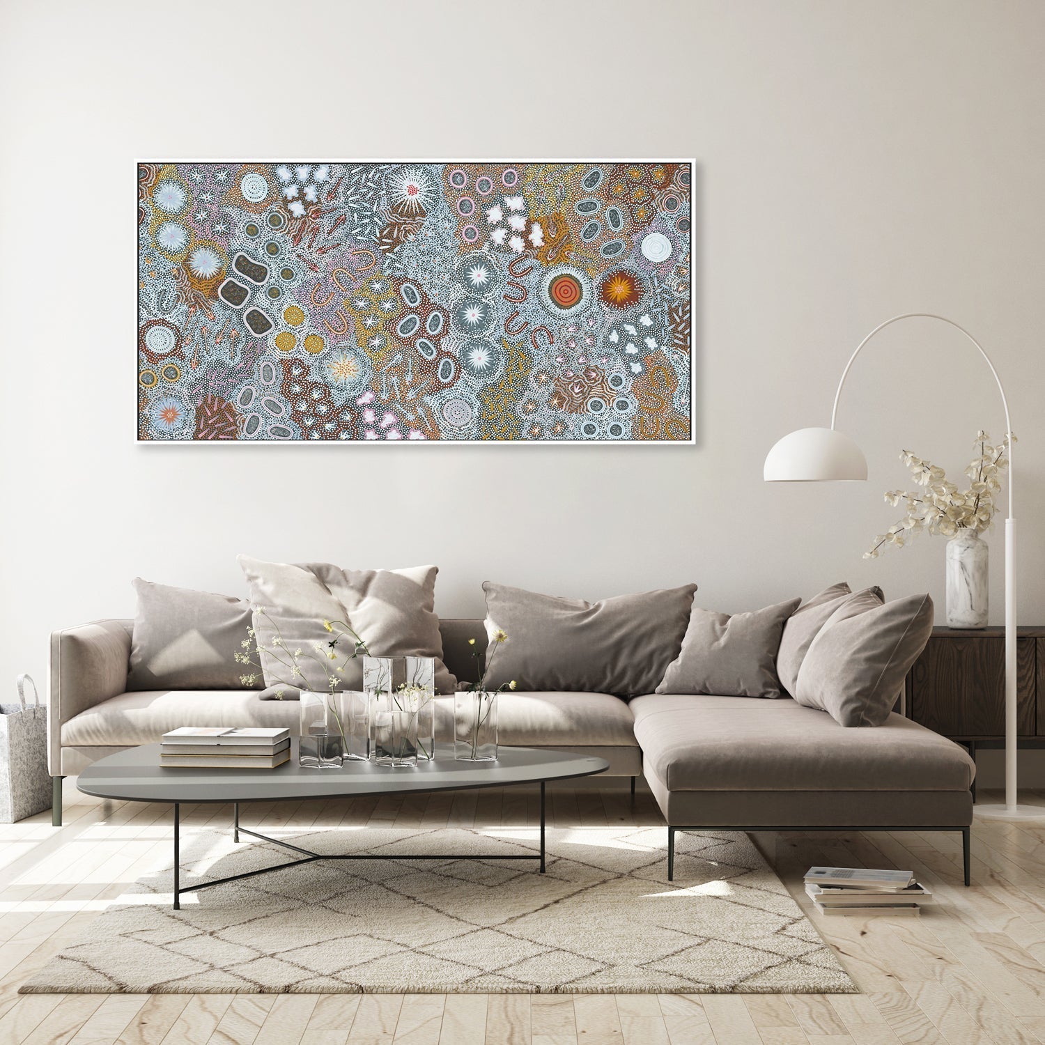 wall-art-print-canvas-poster-framed-My Great Great Grandmothers Land, Style D, Blue Tone-by-Azeza Possum-Gioia Wall Art
