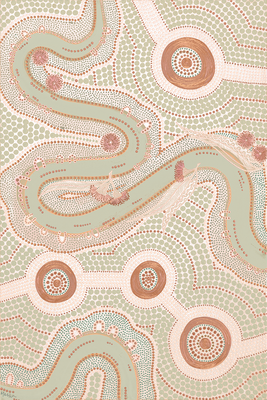 wall-art-print-canvas-poster-framed-Native Journey, Pastel Green And Pink , By Domica Hill-1