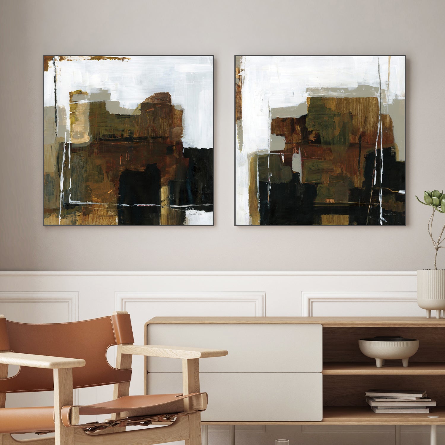 wall-art-print-canvas-poster-framed-Natural Abstract, Style A & B, Set Of 2-2