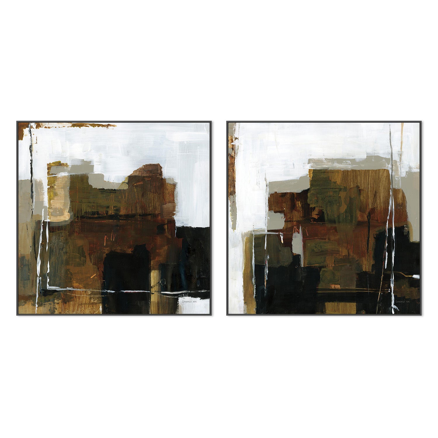 wall-art-print-canvas-poster-framed-Natural Abstract, Style A & B, Set Of 2-3