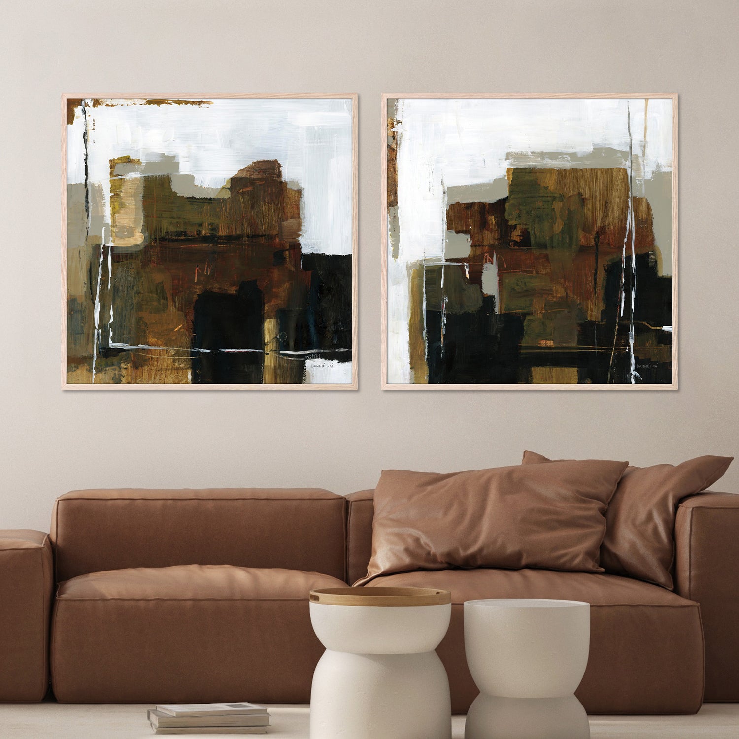 wall-art-print-canvas-poster-framed-Natural Abstract, Style A & B, Set Of 2-7