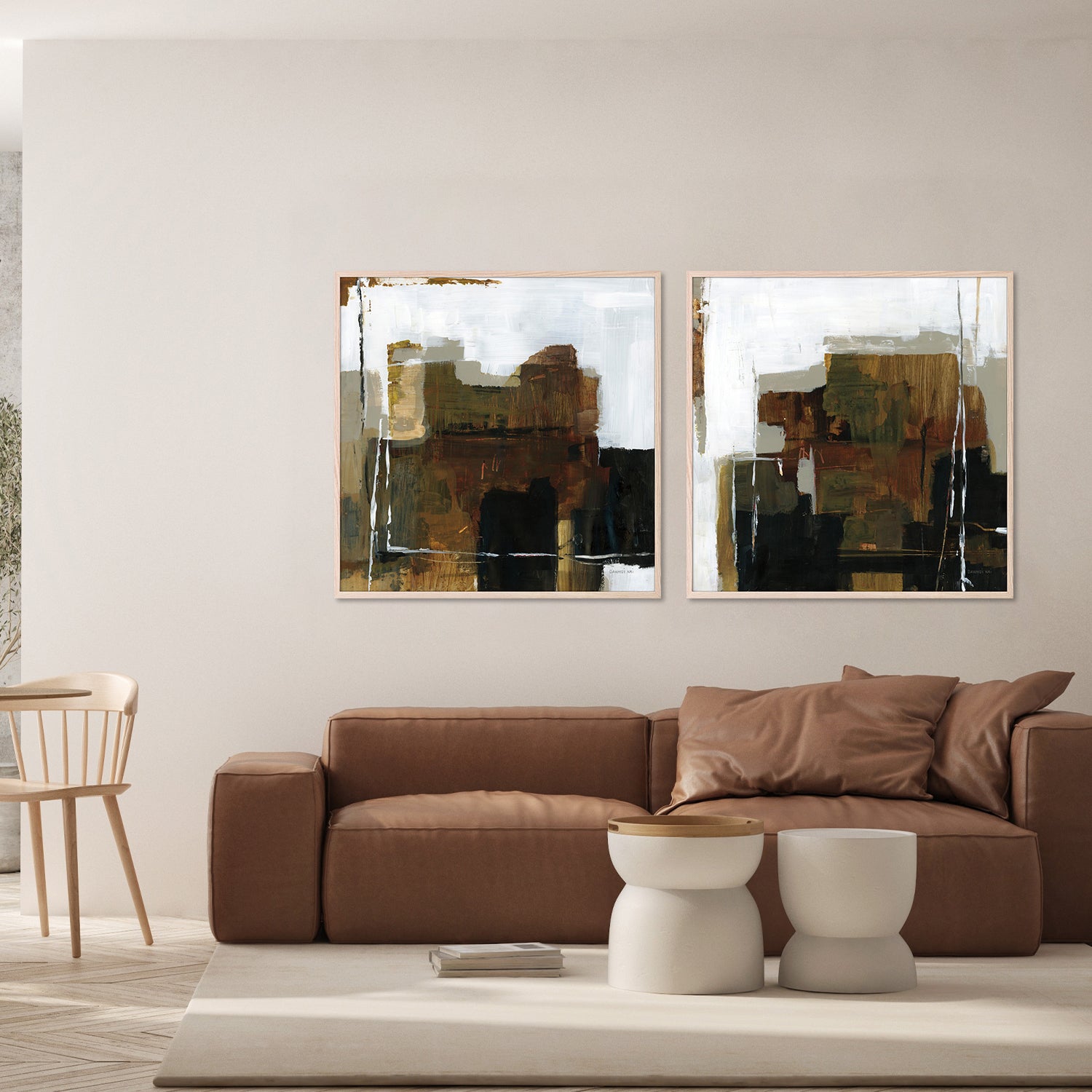 wall-art-print-canvas-poster-framed-Natural Abstract, Style A & B, Set Of 2-8
