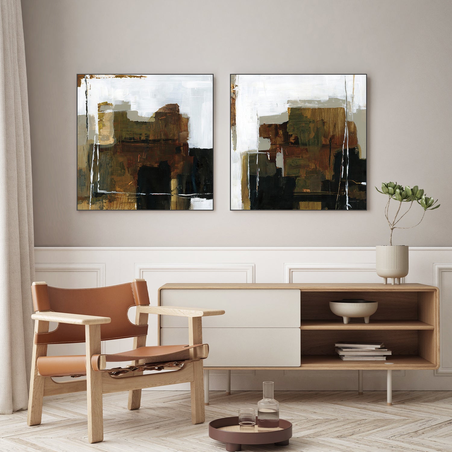 wall-art-print-canvas-poster-framed-Natural Abstract, Style A & B, Set Of 2-9