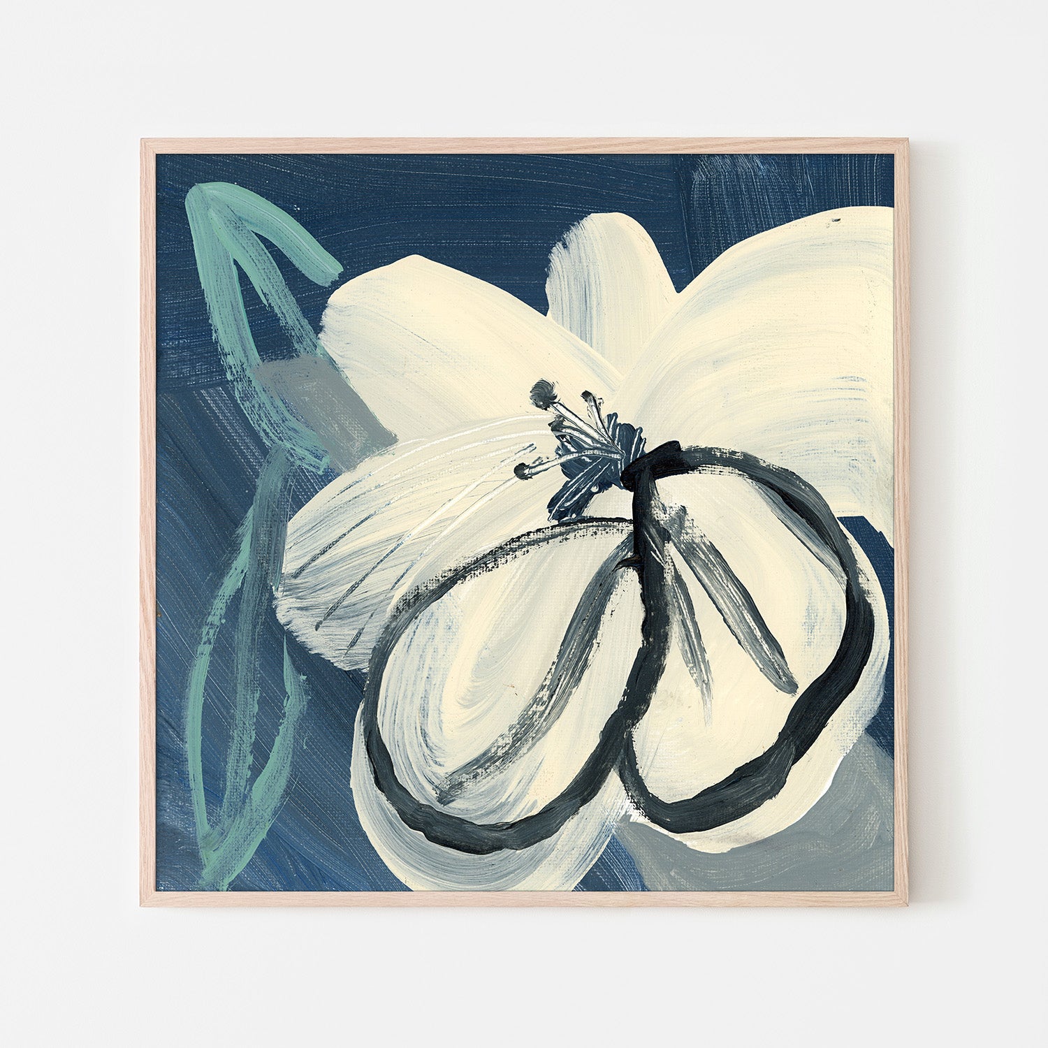 wall-art-print-canvas-poster-framed-Navy Cream Floral-6