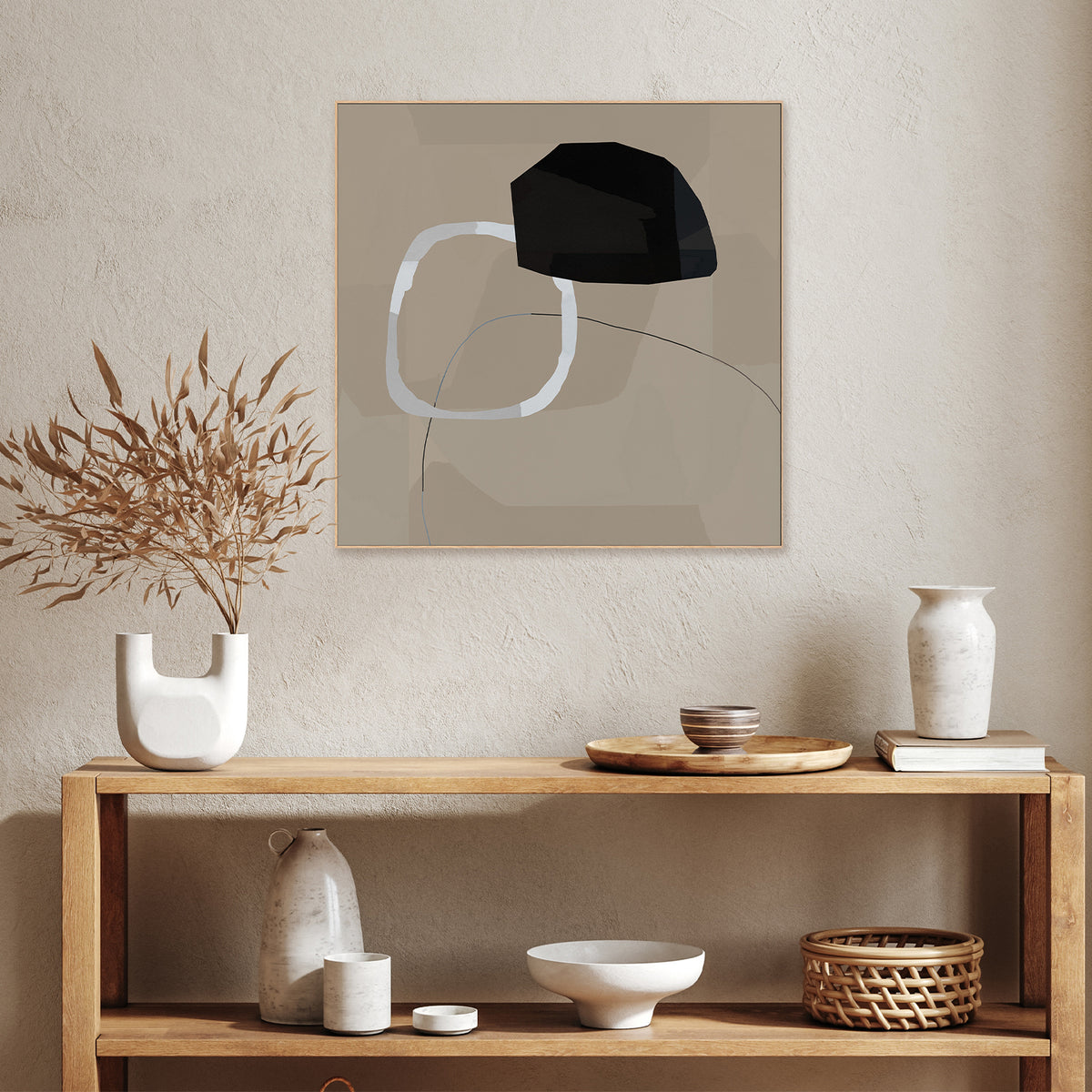 wall-art-print-canvas-poster-framed-Neutral Shapes Abstract, Style C-7