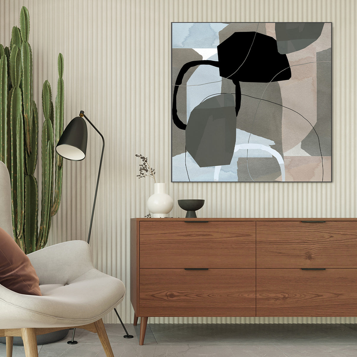 wall-art-print-canvas-poster-framed-Neutral Shapes Abstract, Style E-2