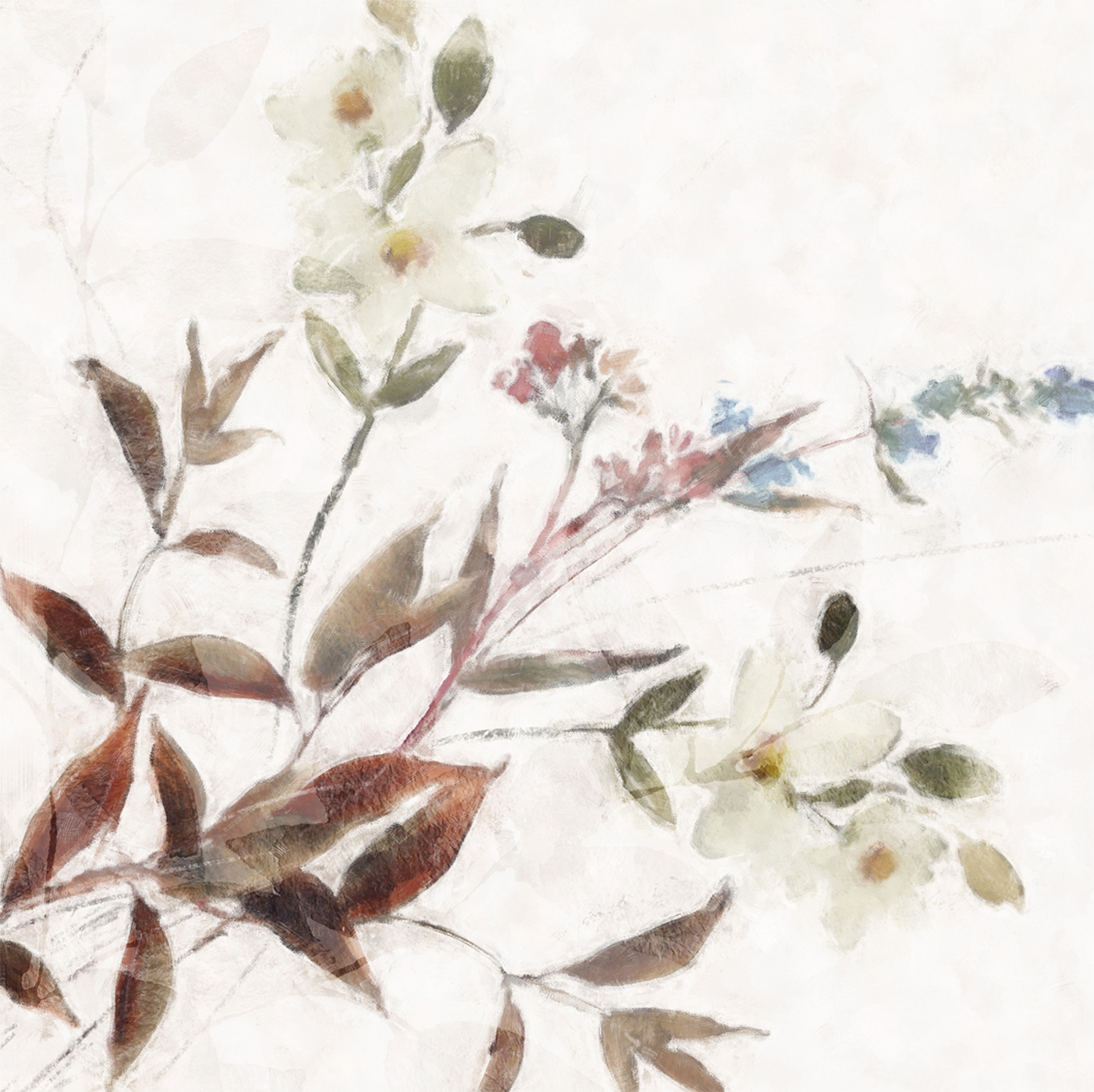 wall-art-print-canvas-poster-framed-Neutral Wild Flowers, Style A , By Nina Blue-1