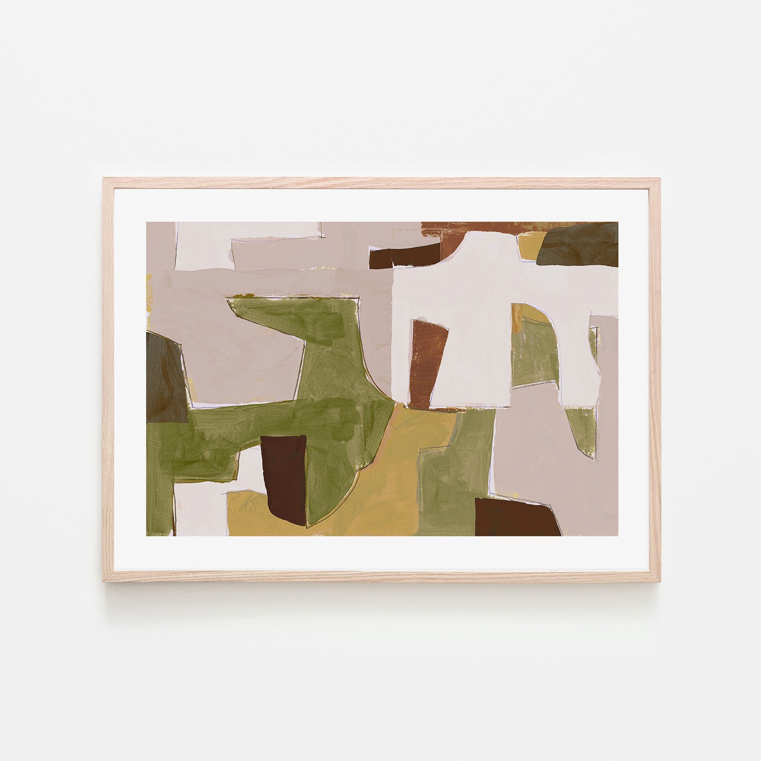 wall-art-print-canvas-poster-framed-New Jigsaw, Dusty Pink and Warm Green-6