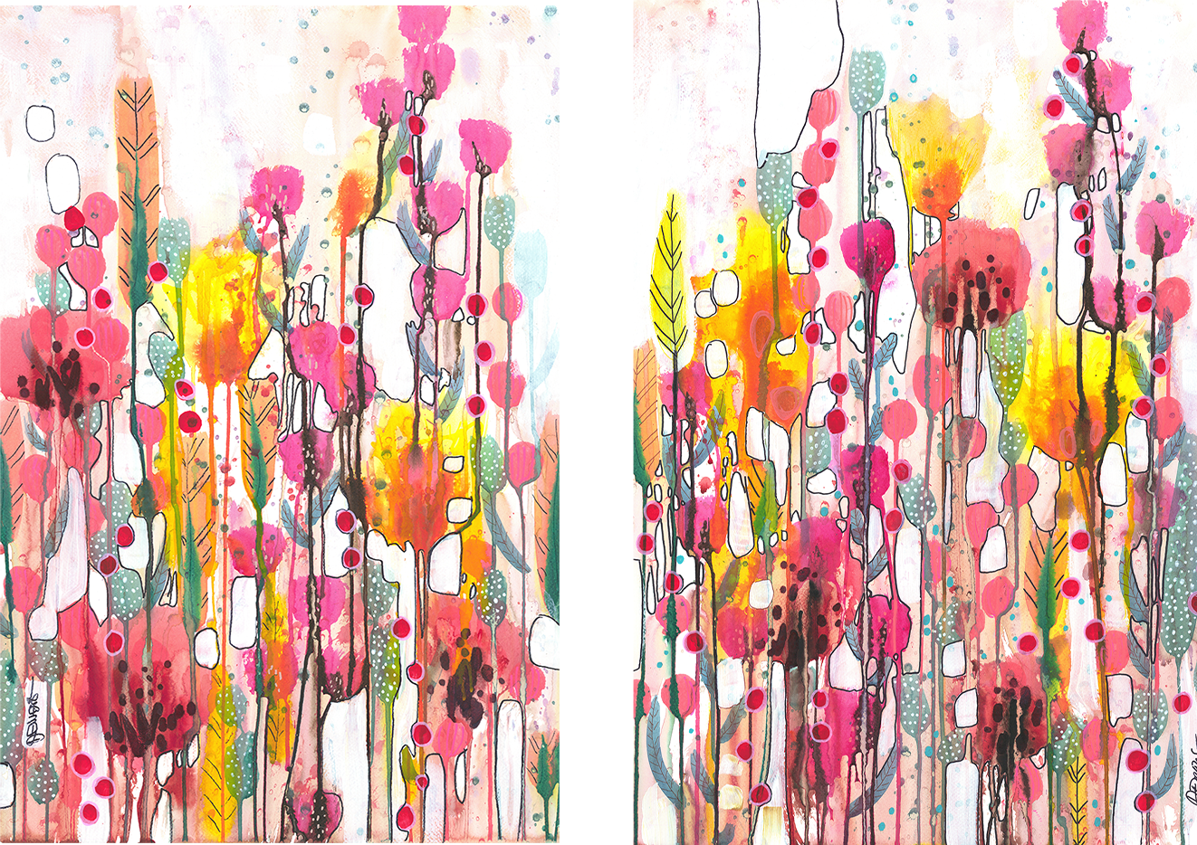 wall-art-print-canvas-poster-framed-Nouveau Diptyque, Style A & B, Set Of 2 , By Sylvie Demers-1
