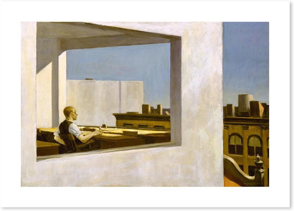 wall-art-print-canvas-poster-framed-Office In A Small City, By Edward Hopper-by-Gioia Wall Art-Gioia Wall Art