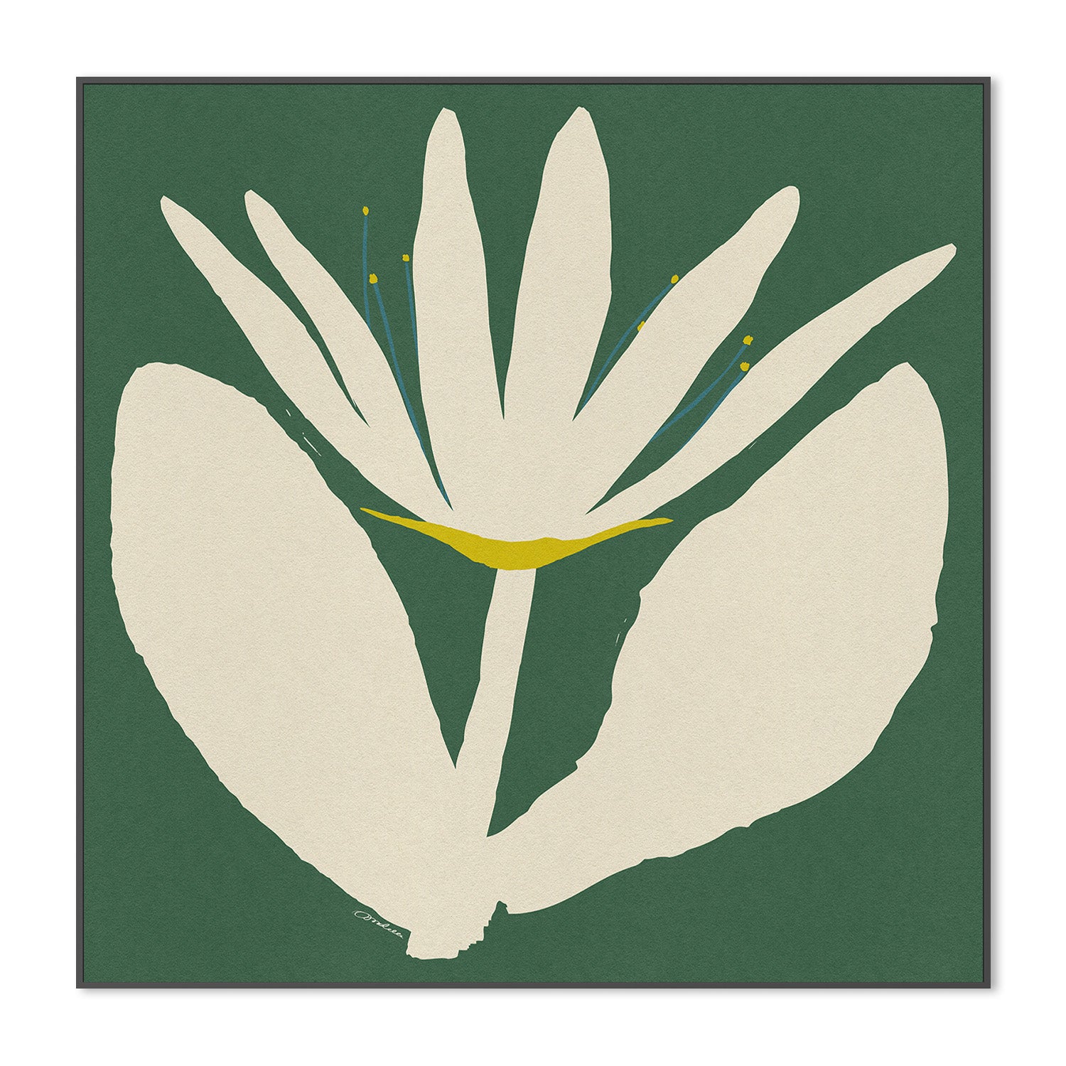 wall-art-print-canvas-poster-framed-Open Cream Flower On Green-3