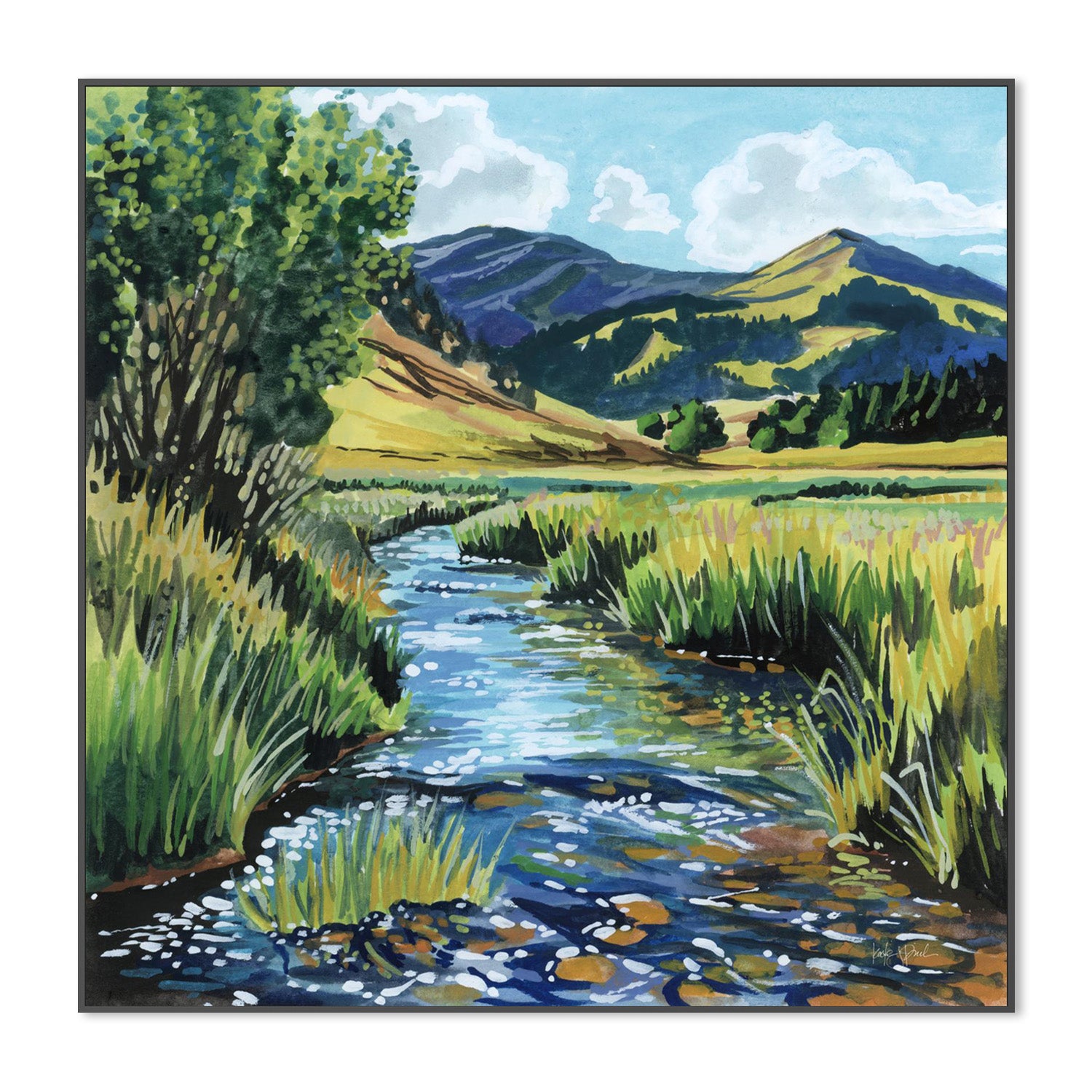 wall-art-print-canvas-poster-framed-Open Mountain Stream-3