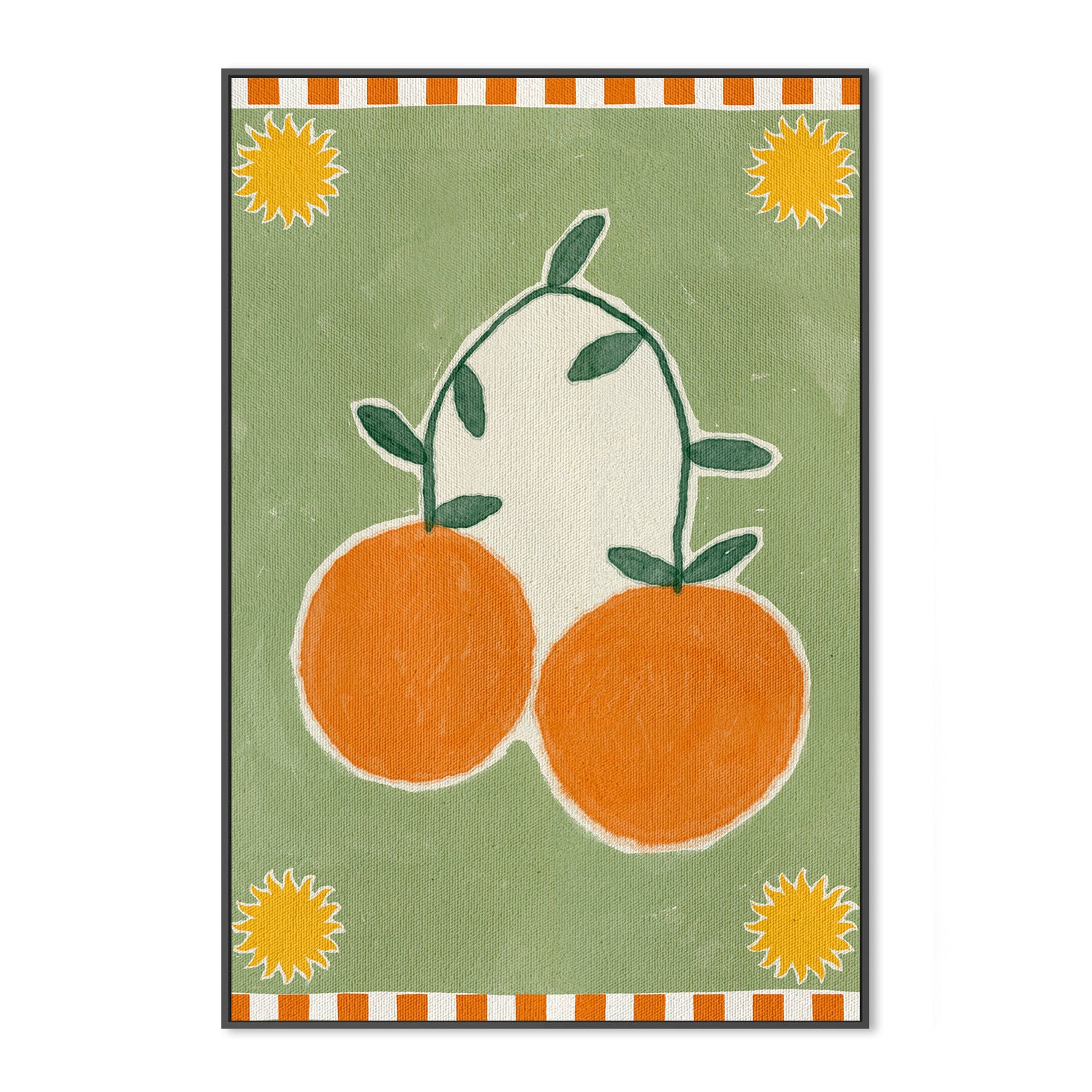 wall-art-print-canvas-poster-framed-Orange Fruit On Green Background-3