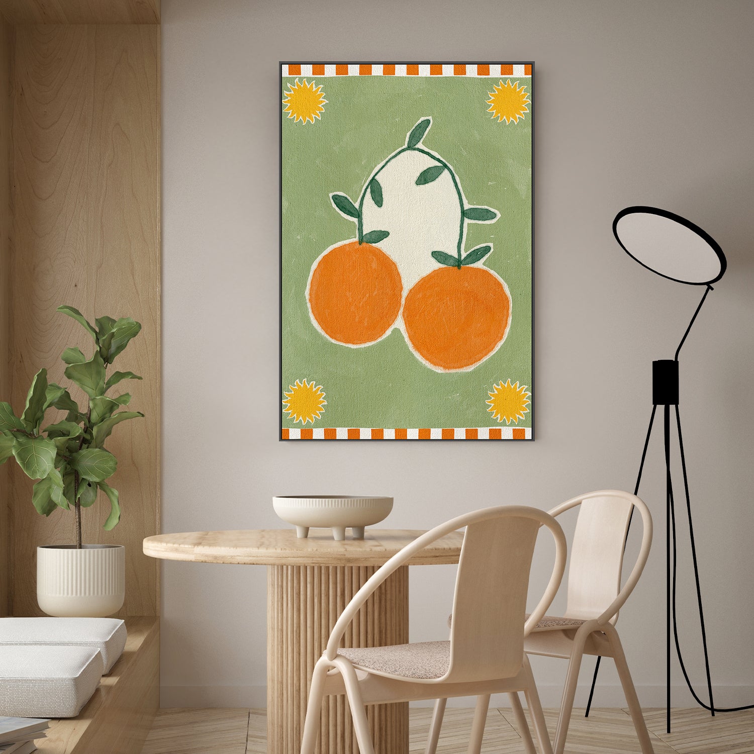 wall-art-print-canvas-poster-framed-Orange Fruit On Green Background-7
