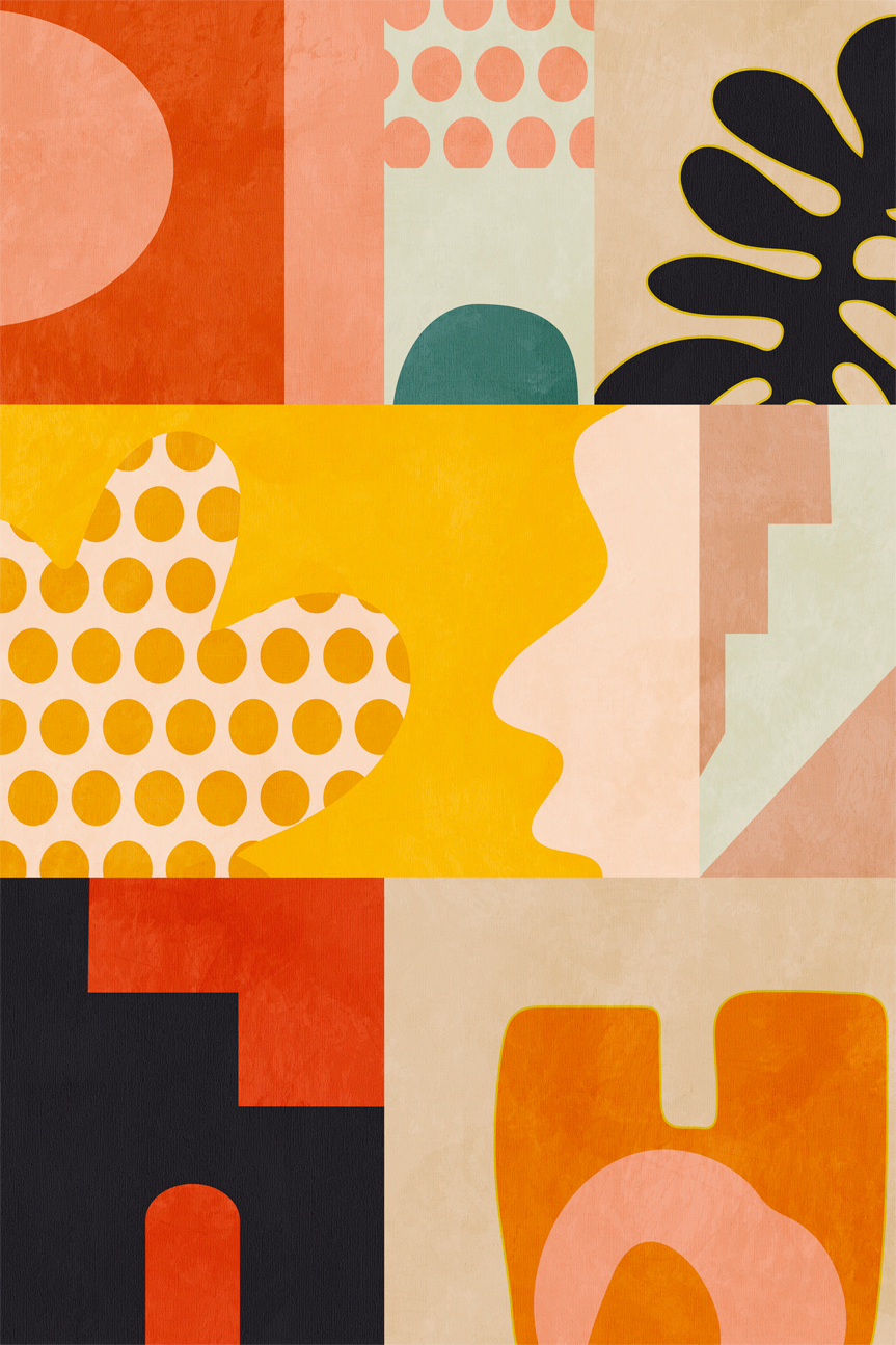 Orange Revival, Style B Wall Art Print Framed Canvas Poster Gioia