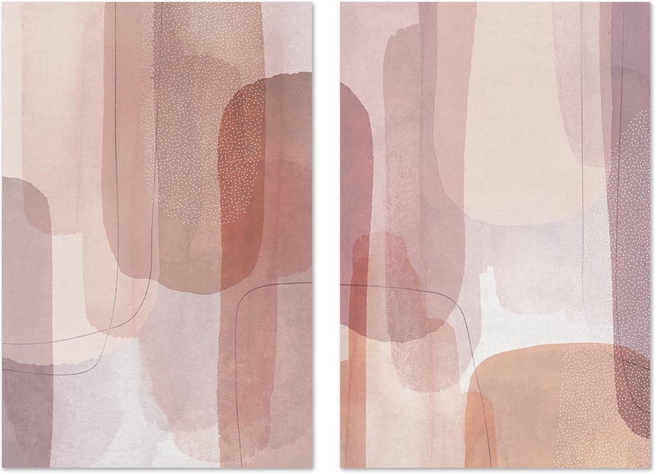 wall-art-print-canvas-poster-framed-Painted Curves Pink, Style A & Style B, Set Of 2-by-Dear Musketeer Studio-Gioia Wall Art