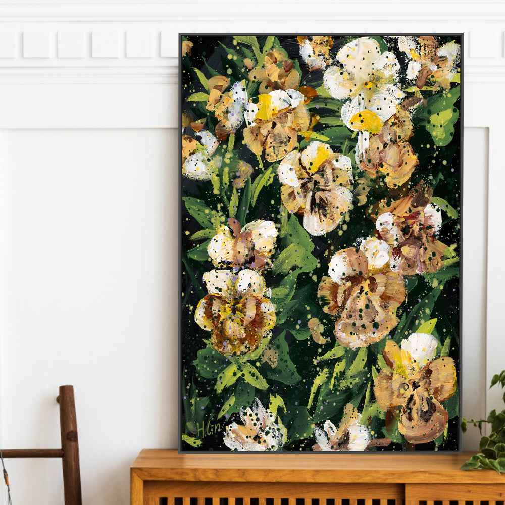 wall-art-print-canvas-poster-framed-Pansies Violas Orange and white , By Hsin Lin-GIOIA-WALL-ART