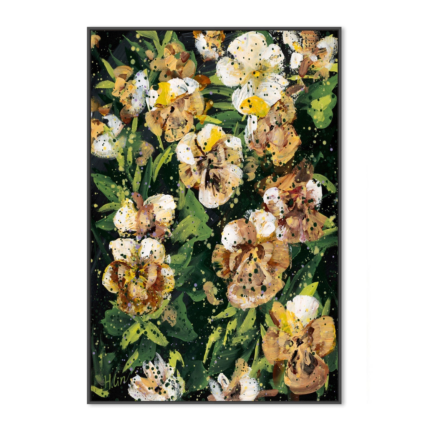 wall-art-print-canvas-poster-framed-Pansies Violas Orange and white , By Hsin Lin-GIOIA-WALL-ART