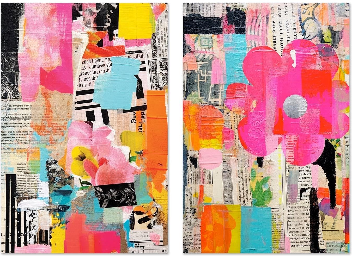 wall-art-print-canvas-poster-framed-Paper Snippets, Style B & C, Set Of 2 , By Treechild-GIOIA-WALL-ART