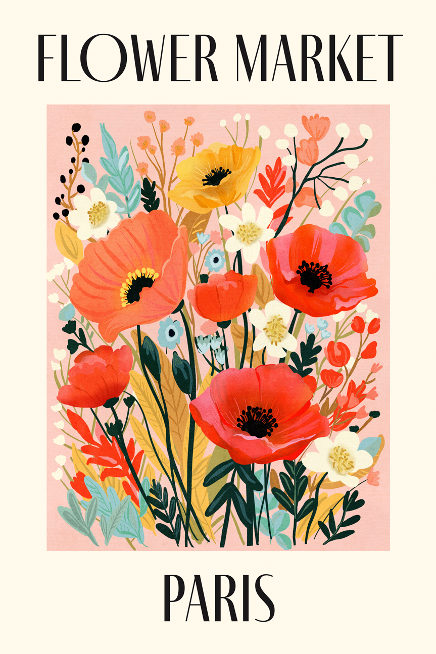 wall-art-print-canvas-poster-framed-Paris, Flower Market , By Lia Nell-1