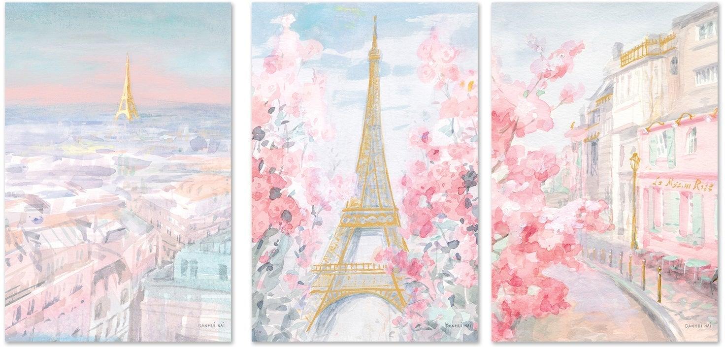 wall-art-print-canvas-poster-framed-Pastel Paris, Set of 3-by-Danhui Nai-Gioia Wall Art