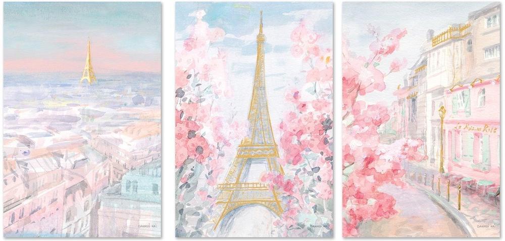 wall-art-print-canvas-poster-framed-Pastel Paris, Set of 3-by-Danhui Nai-Gioia Wall Art