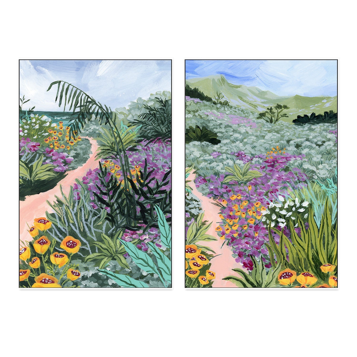 wall-art-print-canvas-poster-framed-Path to the Pacific, Set of 2-5