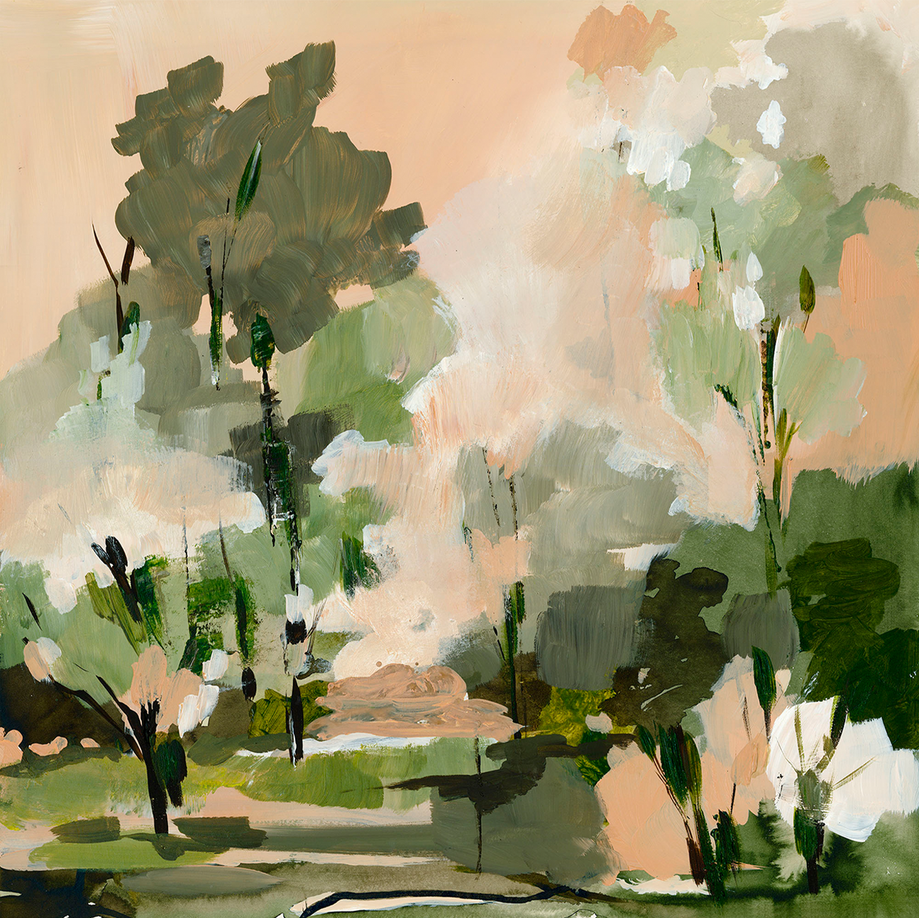 wall-art-print-canvas-poster-framed-Peach Green Forest , By Amelia Aveline-1