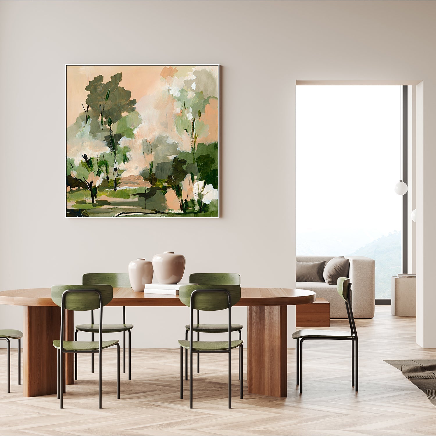 wall-art-print-canvas-poster-framed-Peach Green Forest , By Amelia Aveline-7