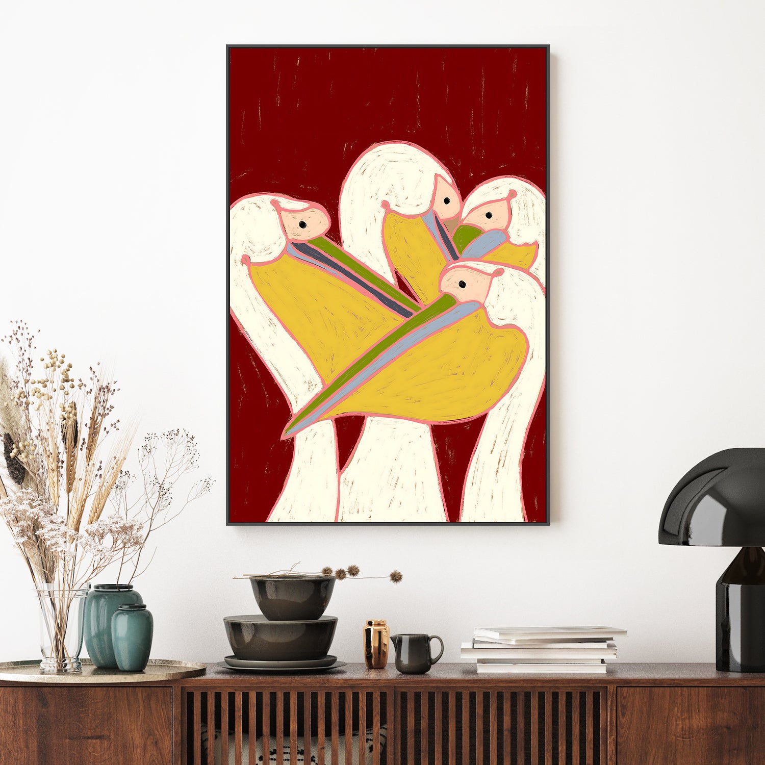 wall-art-print-canvas-poster-framed-Pelicans of the Burgundy Sky-2