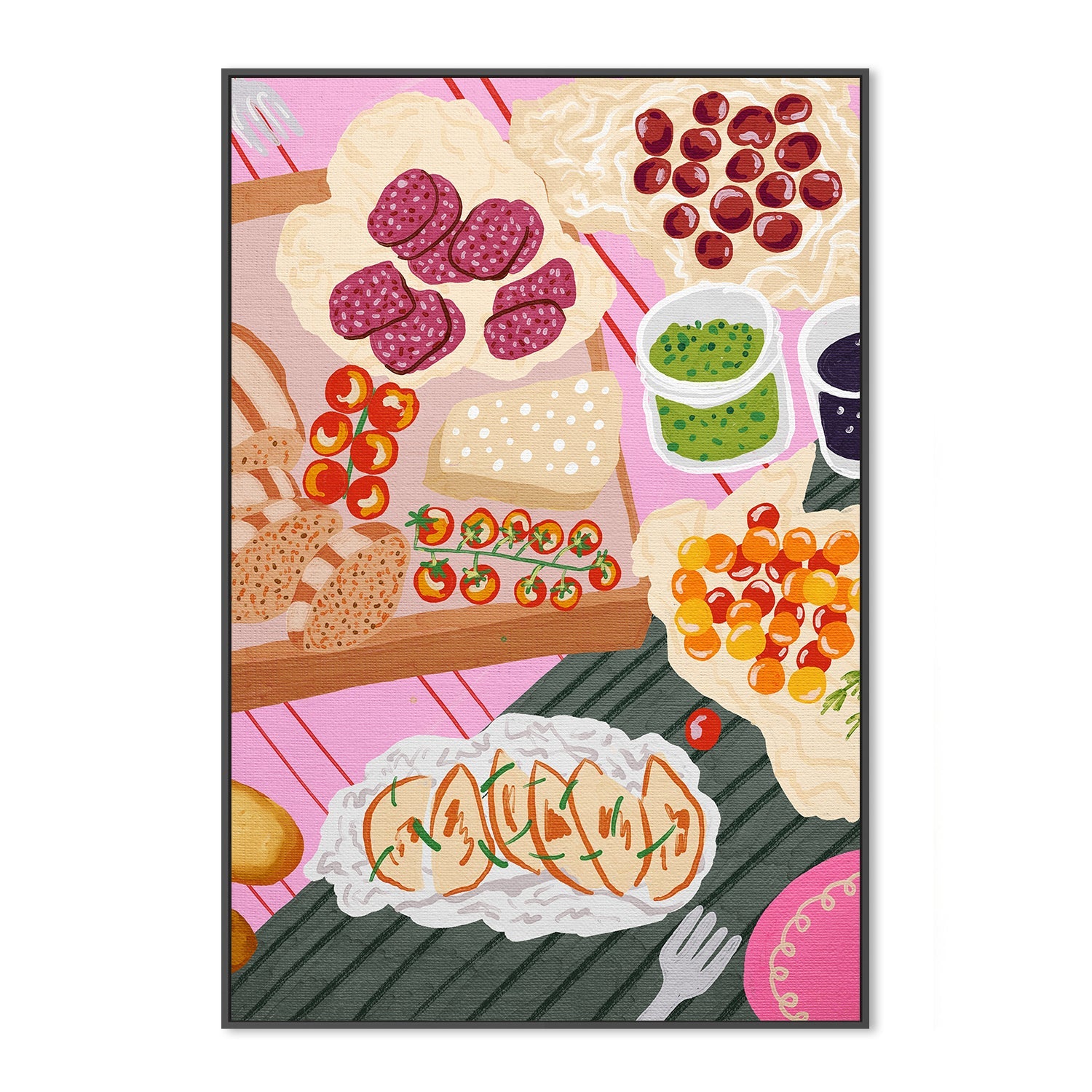 wall-art-print-canvas-poster-framed-Picnic Charcuterie Board , By Kartika Paramita-3