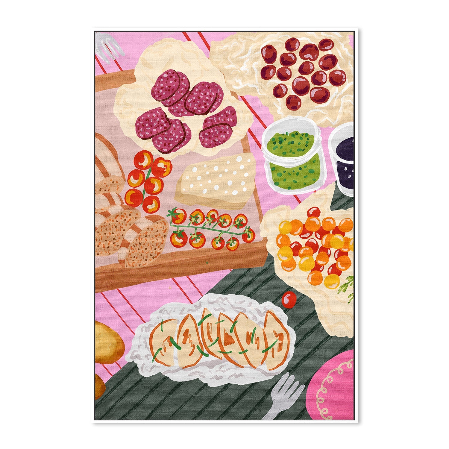 wall-art-print-canvas-poster-framed-Picnic Charcuterie Board , By Kartika Paramita-5
