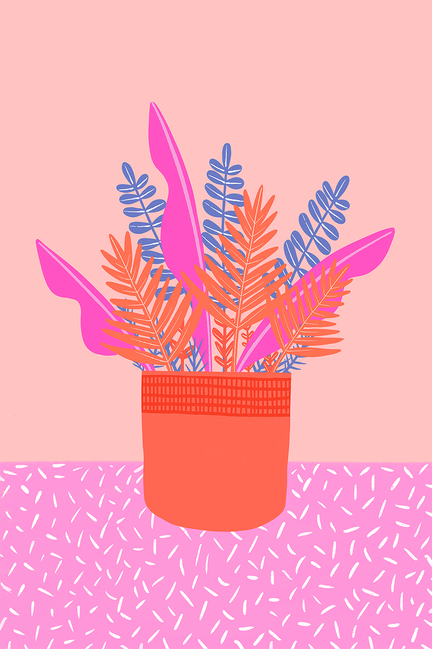 wall-art-print-canvas-poster-framed-Pink And Blue Leaves , By Melissa Donne-1