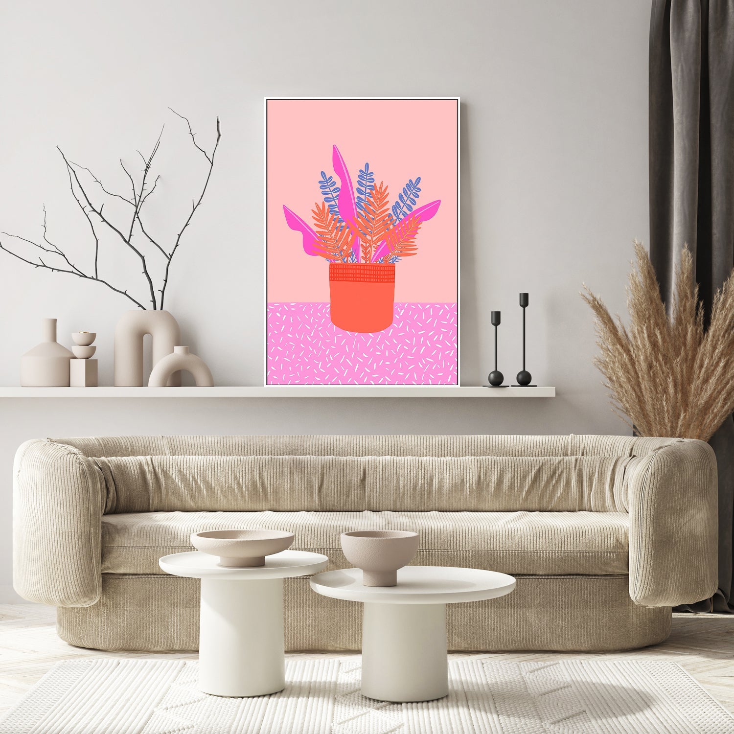 wall-art-print-canvas-poster-framed-Pink And Blue Leaves , By Melissa Donne-7