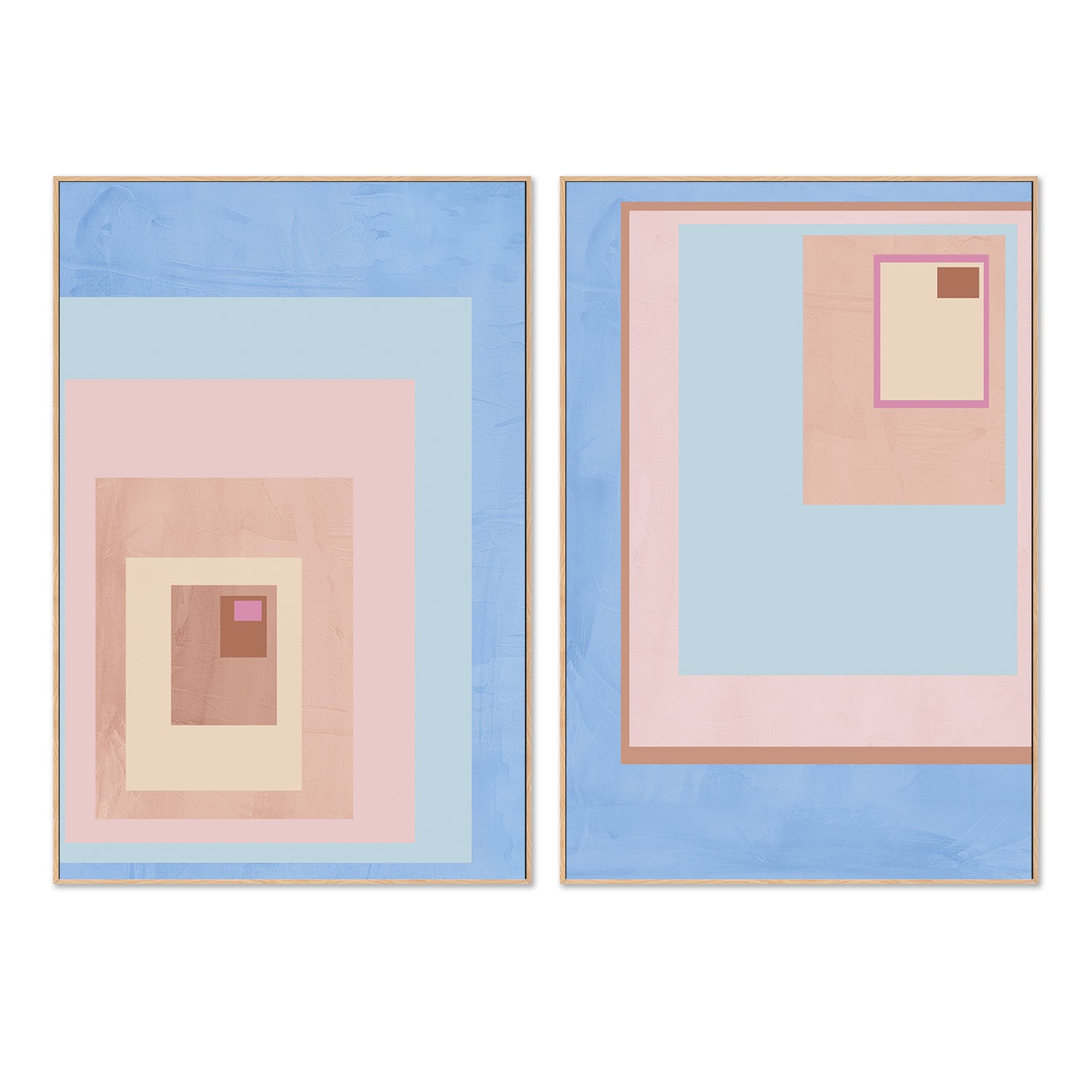 wall-art-print-canvas-poster-framed-Pink Block Colour, Style A & B, Set Of 2 , By JL Design-4