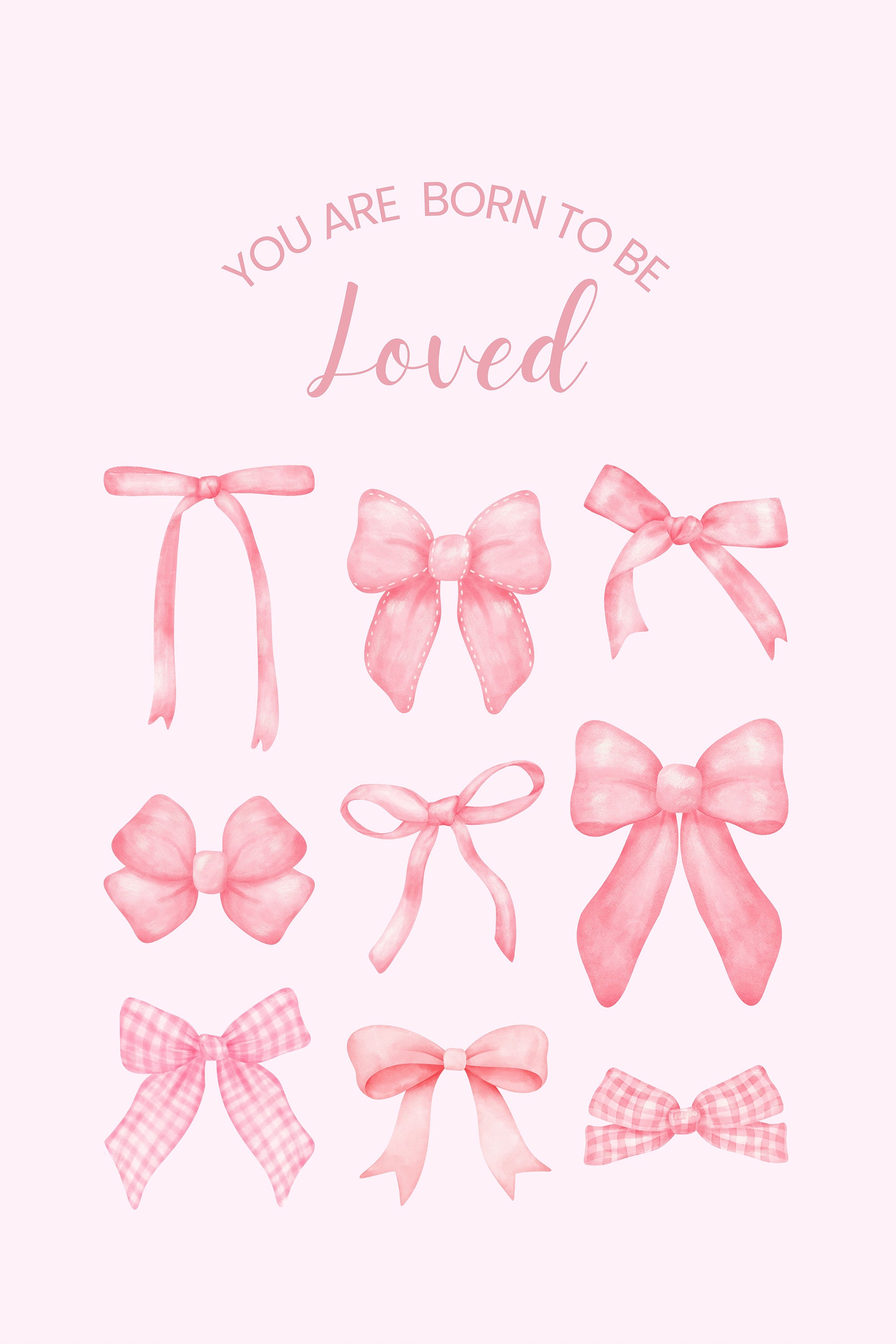 wall-art-print-canvas-poster-framed-Pink Bows Born To Be Loved-1