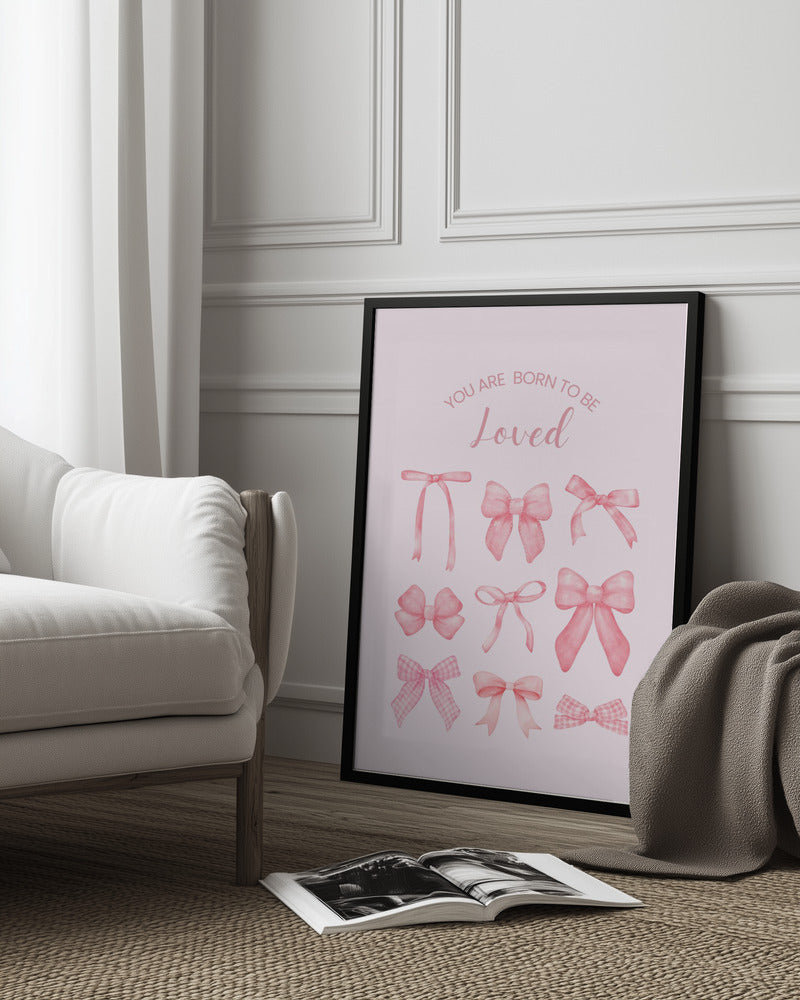wall-art-print-canvas-poster-framed-Pink Bows Born To Be Loved-10