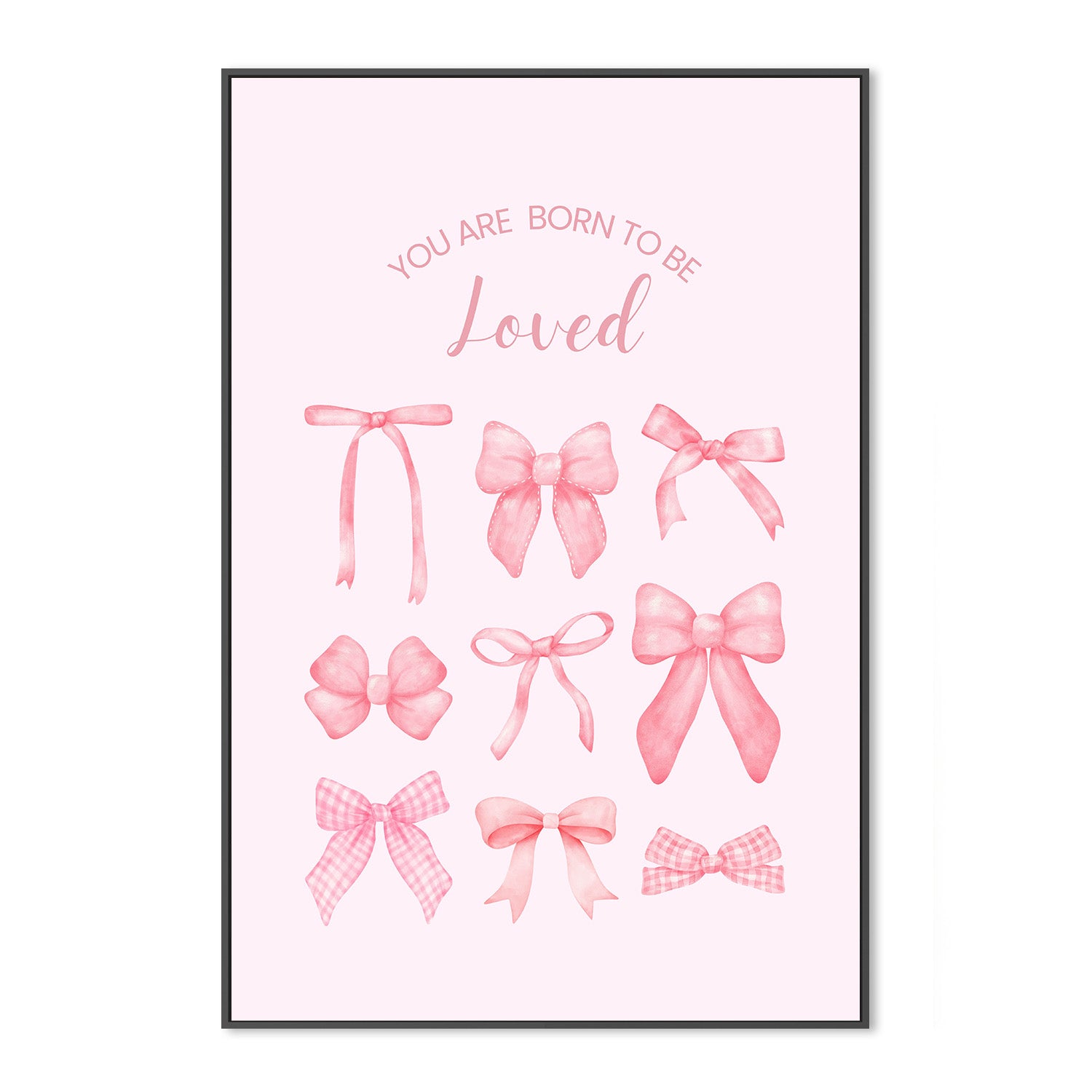 wall-art-print-canvas-poster-framed-Pink Bows Born To Be Loved-3