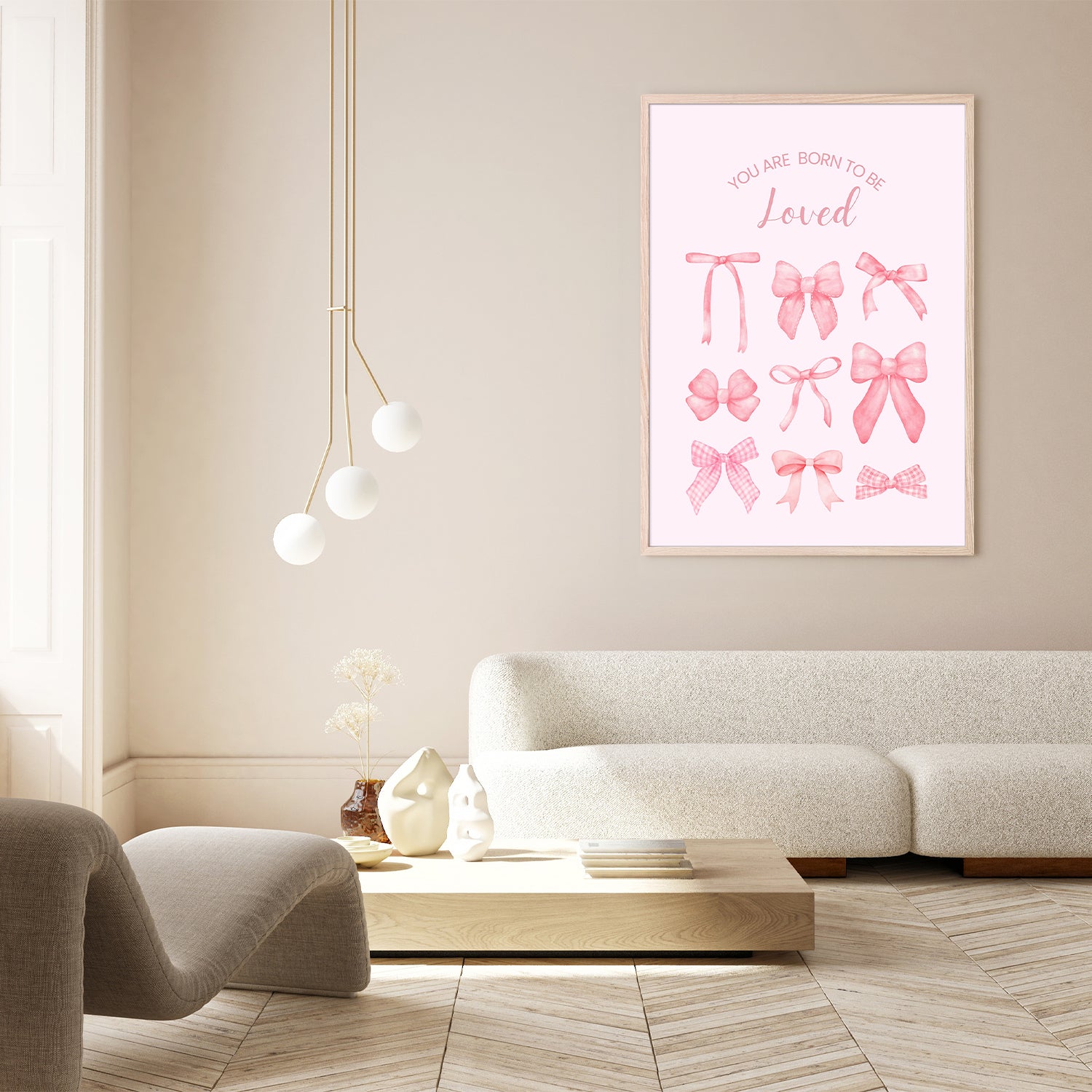 wall-art-print-canvas-poster-framed-Pink Bows Born To Be Loved-9
