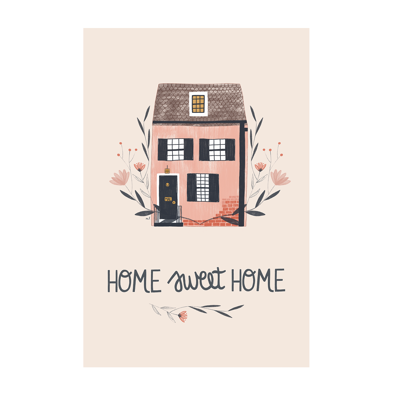 wall-art-print-canvas-poster-framed-Pink Hot Air Balloon and Home Sweet Home, Set Of 2 , By Menina Lisboa-9