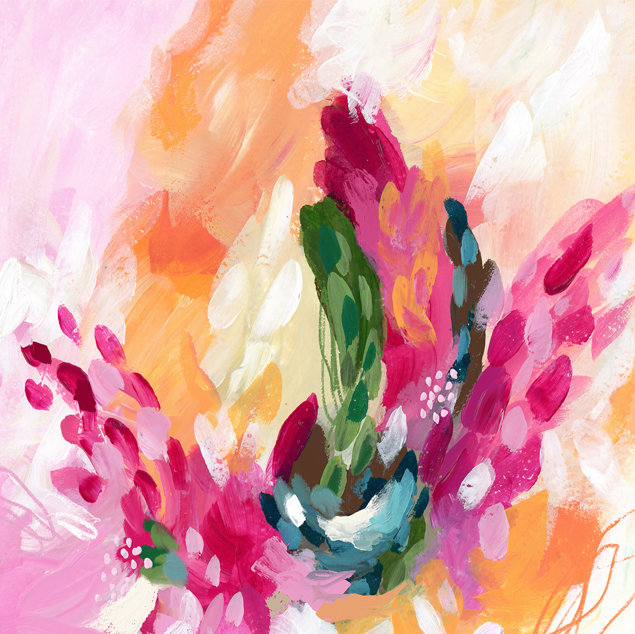 wall-art-print-canvas-poster-framed-Pink Orange Abstract, Style B , By Lisa Nohren-1