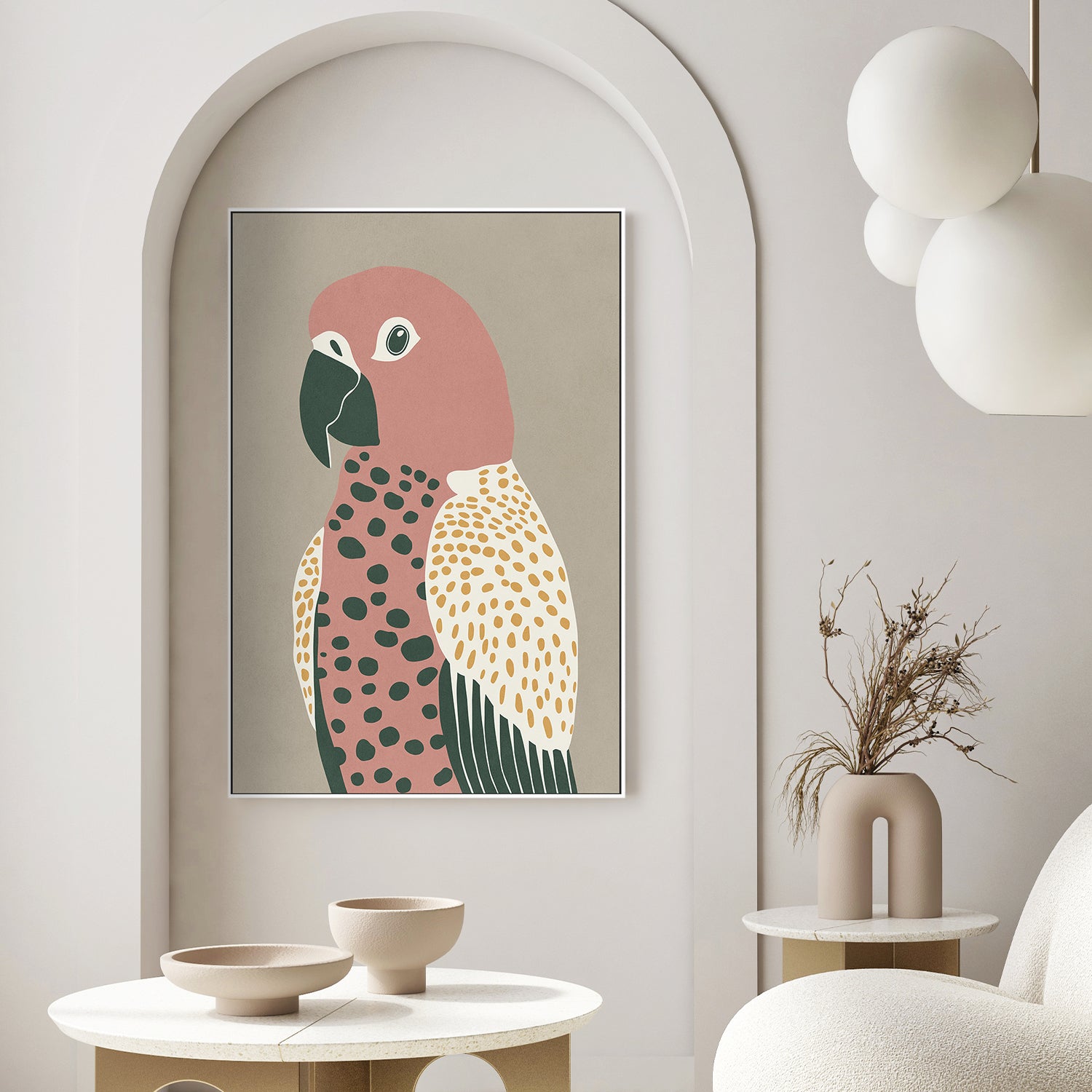 wall-art-print-canvas-poster-framed-Pink Parrot-2