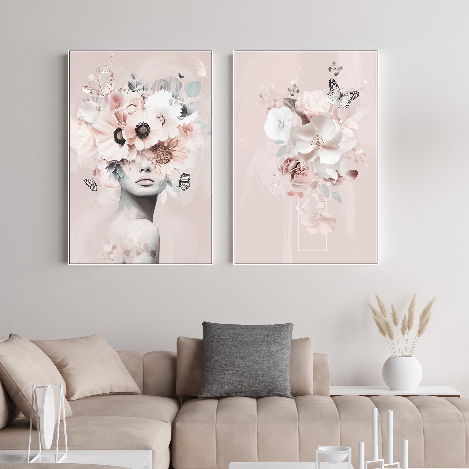 wall-art-print-canvas-poster-framed-Pink Petal Veil, Style B, Set Of 2 , By Bella Eve-2