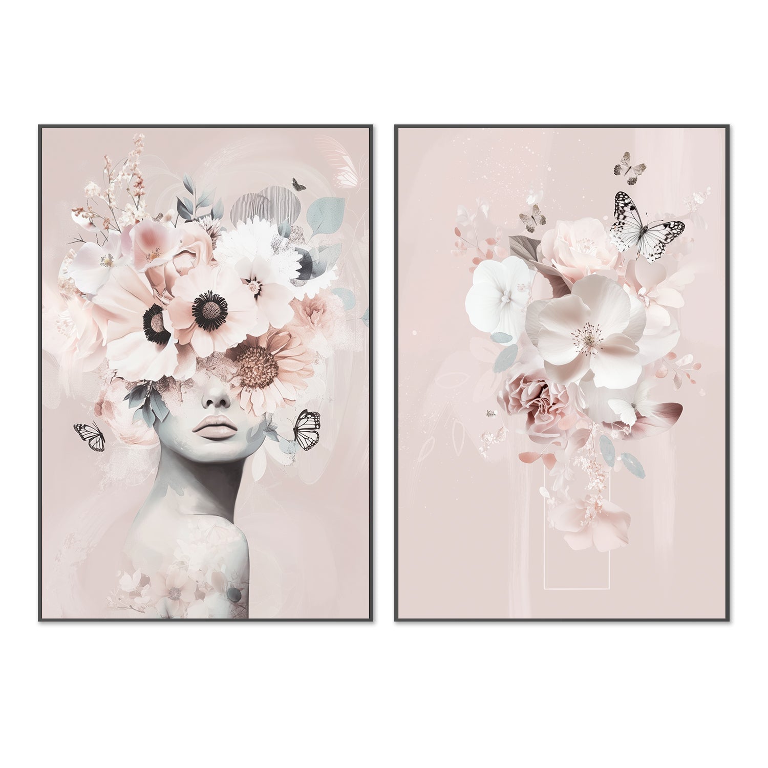 wall-art-print-canvas-poster-framed-Pink Petal Veil, Style B, Set Of 2 , By Bella Eve-3